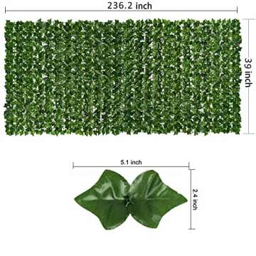 DearHouse Artificial Ivy Privacy Fence Wall Screen, 39.3x236.2inch Artificial Hedges Fence and Faux Ivy Vine Leaf Decoration for Outdoor Garden Decor