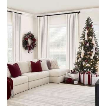 INOVADAY 100% Blackout Curtains for Bedroom, Black Out Curtains Clip Rings/Rod Pocket Linen Blackout Drapes 2 Panels Set, Thermal Insulated Drapes for Living Room, Beige, W50 x L102