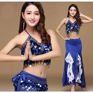 ORIDOOR Belly Dance Dress Crop Top and Chiffon Skirt Set