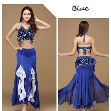 ORIDOOR Belly Dance Dress Crop Top and Chiffon Skirt Set