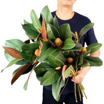 Faux Magnolia Branches - 4 Pack of 32 inch Artificial Stems