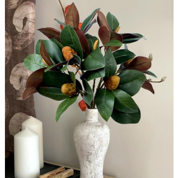 Faux Magnolia Branches - 4 Pack of 32 inch Artificial Stems