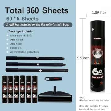 RIKMSS Large Pet Lint Roller for Easy Hair Removal