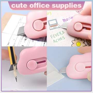 Mini Cloud Box Cutters Retractable Cute, 3 Pcs Small Utility Knives, Portable Letter Opener Slide Open with Keychain Hole, for Office School Stationery, Cutting Box Envelopes Papercutting (3)