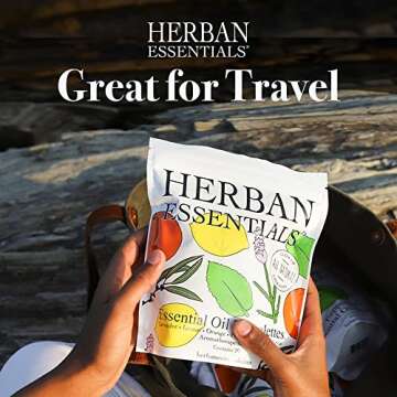 Herban Essentials Travel Body Wipes - Essential Oil Wipes for Hands, Travel Face Wipes - Natural Hand Wipes, Moist Towelettes Individually Wrapped Body Wipes for Adults - Asst. 20 Count