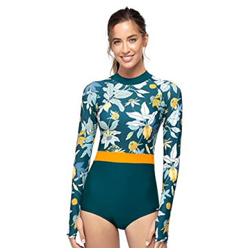 AXESEA Womens Rash Guard UPF 50+ Long Sleeve Swim Shirt One Piece Bathing Suit Swimsuit