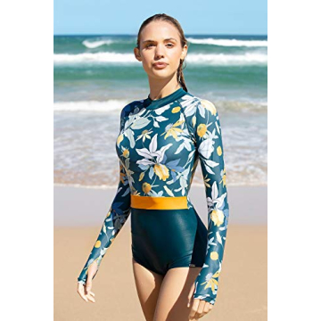 AXESEA Womens Rash Guard UPF 50+ Long Sleeve Swim Shirt One Piece Bathing Suit Swimsuit