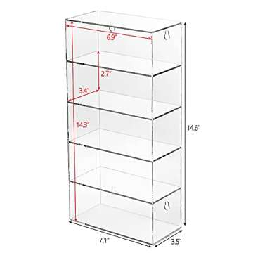 MOOCA 5 Levels Wall Mounted Acrylic Display Case for Sunglasses and Eyewear