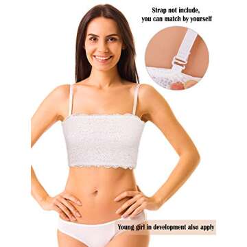 Boao Women's Lace Tube Top Bandeau 3-Pack - Stylish Comfort Bras