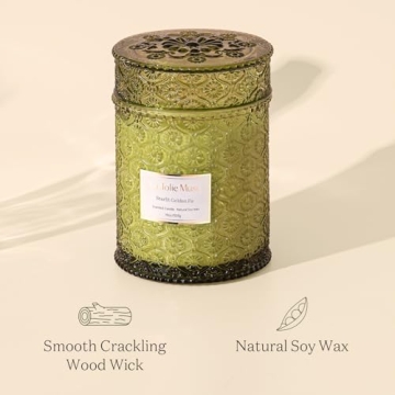 LA JOLIE MUSE Fir & Cedarwood Candle, Scented Candles for Home, Holiday Candle Gifts for Women&Men, Large Wood Wicked Scented Candle, Long Burning Time, Starlit Golden Fir, 19oz