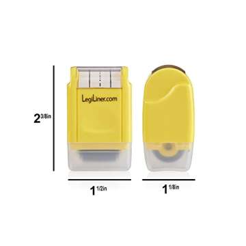 LEGILINER 1/2" Dashed Handwriting Line (Yellow) Teacher Stamp – Tri-Line Dashed Pattern. Classroom & Home Use. Refillable Ink Writing Practice Roller Stamp.