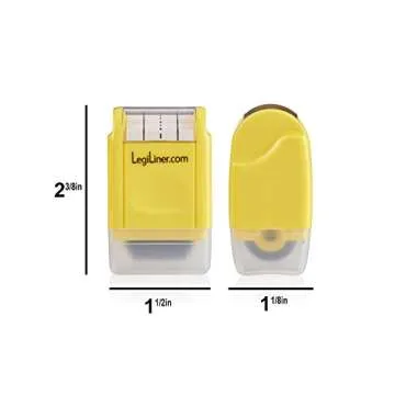 LEGILINER 1/2" Dashed Handwriting Line (Yellow) Teacher Stamp – Tri-Line Dashed Pattern. Classroom & Home Use. Refillable Ink Writing Practice Roller Stamp.