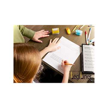 LEGILINER 1/2" Dashed Handwriting Line (Yellow) Teacher Stamp – Tri-Line Dashed Pattern. Classroom & Home Use. Refillable Ink Writing Practice Roller Stamp.