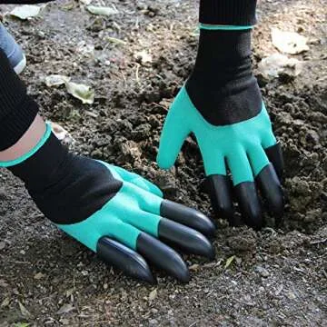 NNBB Garden Gloves with Fingertips Claws Quick– Great for Digging Weeding Seeding Poking -Safe for Rose Pruning Best Gardening Tool Best Gift for Gardeners (Double Claw)