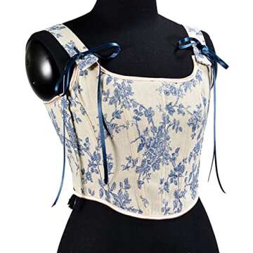 Women’s Sexy Bustier Corset Floral Push Up Crop Top