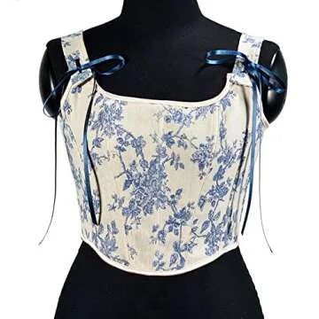 Women’s Sexy Bustier Corset Floral Push Up Crop Top