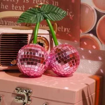 Yeehlmer Cherry Bag Charm Disco Ball Keychain Charm