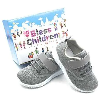 Bless Children Baby Toddlers Boy's Girl's Breathable Fashion Sneakers Walking Running Shoes,Grey1901.Size 4