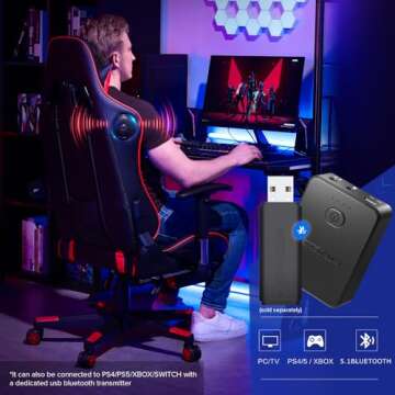 GTRACING Gaming Chair with Footrest Speakers Video Game Chair Bluetooth Music Heavy Duty Ergonomic Computer Office Desk Chair Red
