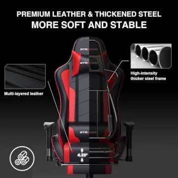 GTRACING Gaming Chair with Footrest Speakers Video Game Chair Bluetooth Music Heavy Duty Ergonomic Computer Office Desk Chair Red