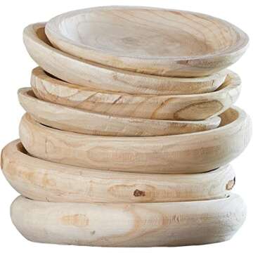 Modern Organic Wooden Large Decorative Bowl for Key, Fruit, Dough, Home Entryway Table Decor, Entry Table, Coffee Table Bowl - Wood Serving Bowls - Centerpiece Bowl - Rustic Home Decor Farmhouse