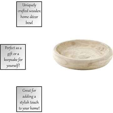 Modern Organic Wooden Large Decorative Bowl for Key, Fruit, Dough, Home Entryway Table Decor, Entry Table, Coffee Table Bowl - Wood Serving Bowls - Centerpiece Bowl - Rustic Home Decor Farmhouse