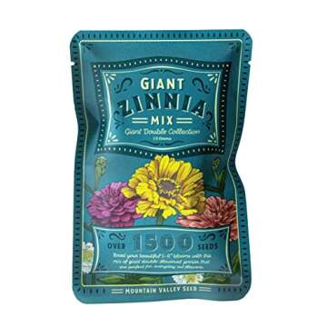 Zinnia Seeds for Planting Outdoors - ~1,500 California Giant Mix Zinnia Seeds - Beautiful 4' Tall Wi...