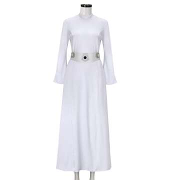 NIHONCOS Women's Elegant White Medieval Hooded Dress