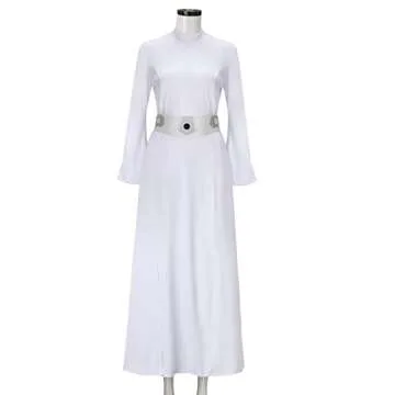NIHONCOS Women's Elegant White Medieval Hooded Dress