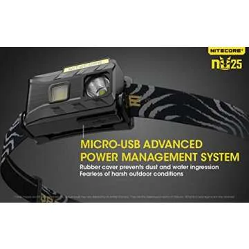 Nitecore NU25 360 Lumen Triple Output - White, Red, High CRI - Lightweight USB Rechargeable Headlamp (Black)