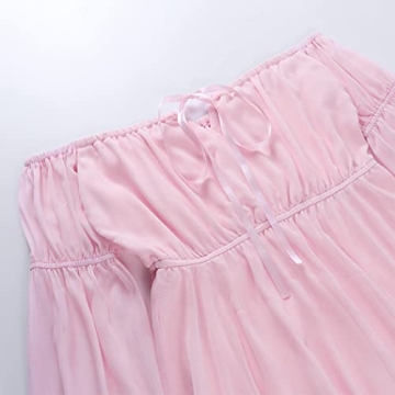 XIWUKOD Pink Corset Dress Flowy Chiffon Off-Shoulder Mini