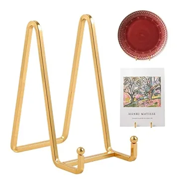 Elegant Gold Plate Holder Easel Display Stand - 2 Pack | Versatile Picture & Decor Holder