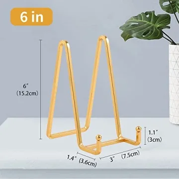 Gold Iron Easel Display Stand for Photos and Plates