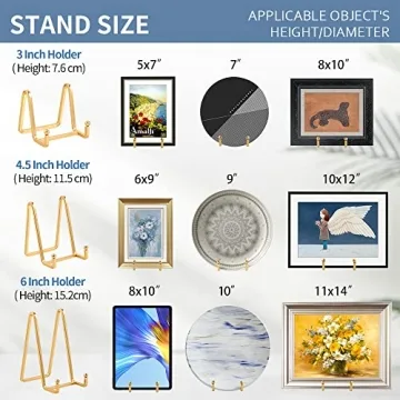Gold Iron Easel Display Stand for Photos and Plates