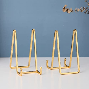 Gold Iron Easel Display Stand for Photos and Plates