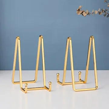Gold Iron Easel Display Stand for Photos and Plates
