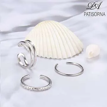 Stylish PATISORNA 925 Sterling Silver Toe Rings Set