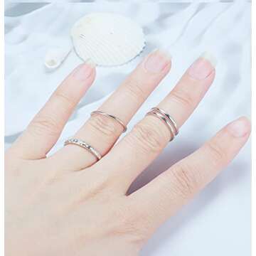 Stylish PATISORNA 925 Sterling Silver Toe Rings Set