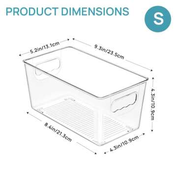 Vtopmart Clear Plastic Pantry Organizer Bins, 6 PCS Food Storage Bins with Handle for Refrigerator, ...