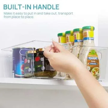 Vtopmart Clear Plastic Pantry Organizer Bins, 6 PCS Food Storage Bins with Handle for Refrigerator, Fridge, Cabinet, Kitchen, Countertops, Cupboard, Freezer Organization and Storage, BPA Free, Small