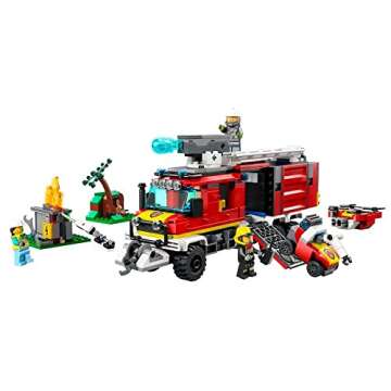 LEGO City Fire Command Truck Building Set - Fire Truck Toy with Land & Air Drones for Boys & Girls, Ages 7+ - Kids Pretend Play Toy with 3 Minifigures - Gift Ideas for Birthdays - 60374