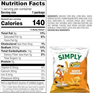 Simply Cheetos Puffs White Cheddar, Gluten-Free Snack
