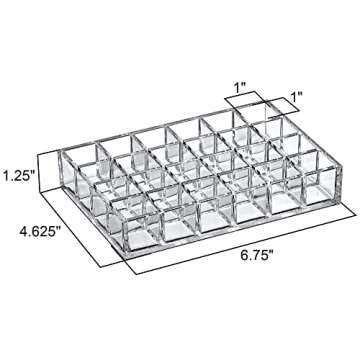 Amazing Abby - Allure - 2-Pack 24-Slot Acrylic Lipstick Organizer, Lipstick Holder, Lip Gloss Holder, Cosmetic Storage Display, Perfect Storage Solution for Drawer and Vanity (Slot Size: 1.0" x 1.0")