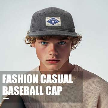 Croogo 5 Panel Hats Flat Brim Vintage Dad Hat Baseball Hats for Men Women 90s Hat Black Hat 5 Panel ...