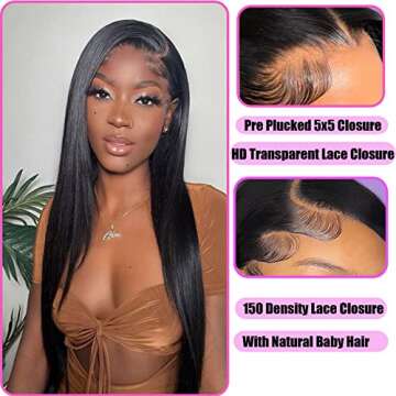 Liangya Hair Hd Closure 5x5 Straight Closure 5x5 Transparent Lace Closure 12A Virgin Remy Human Hair...