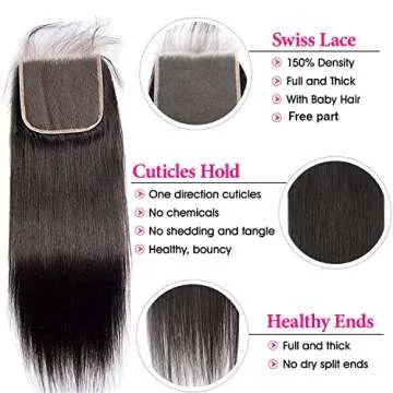 Liangya Hair Hd Closure 5x5 Straight Closure 5x5 Transparent Lace Closure 12A Virgin Remy Human Hair Frontal Closure Pre Plucked With Baby Hair Natural Black Color(14inch)