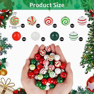 240 Christmas Wooden Beads for Festive Holiday Crafts