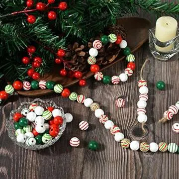 240 Christmas Wooden Beads for Festive Holiday Crafts