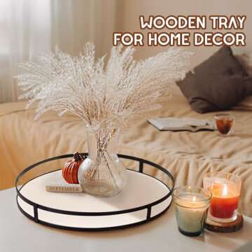 Defined Deco 12in Decorative Tray-Round Serving Tray with Metal Handle-Decorative Trays for Home Dec...