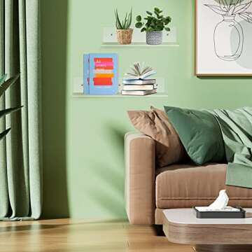 Display4top Clear Acrylic Floating Shelves Set of 2